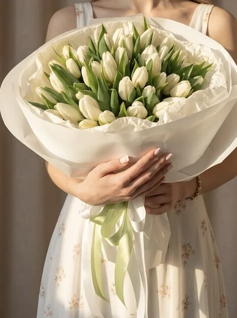Букет из белых тюльпанов, 31 ШТ